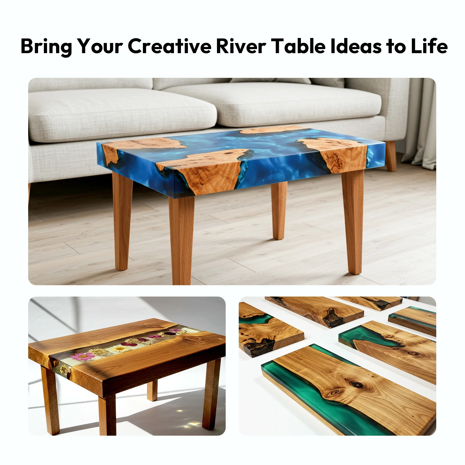 Resiners® 2 Pcs River Table Epoxy Resin Mold with Adjustable Divider - Image 10