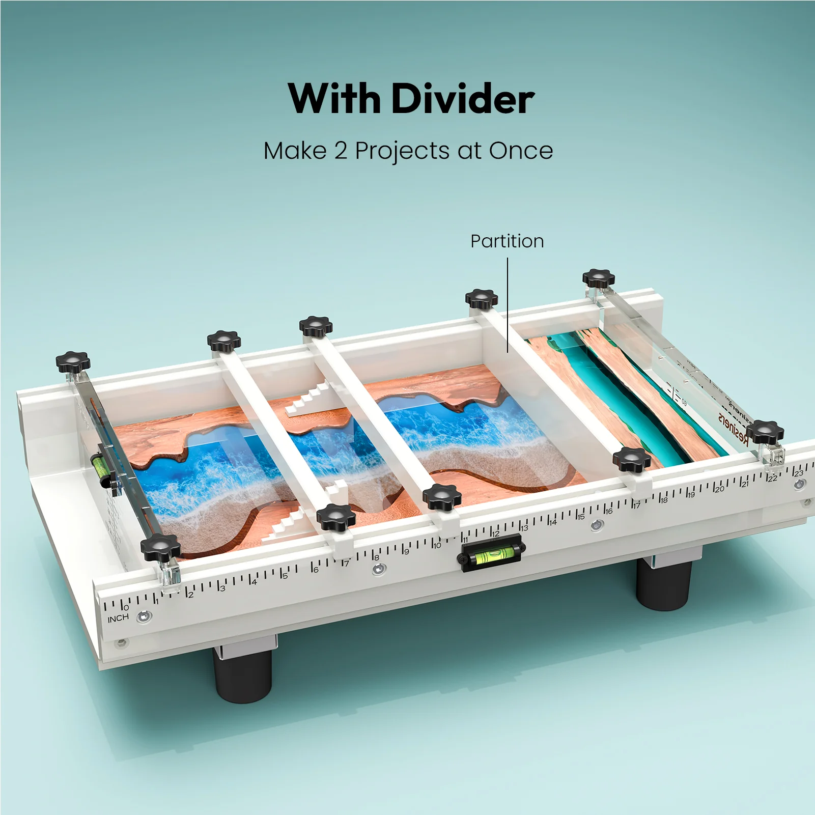 Resiners® 2 Pcs River Table Epoxy Resin Mold with Adjustable Divider - Image 8