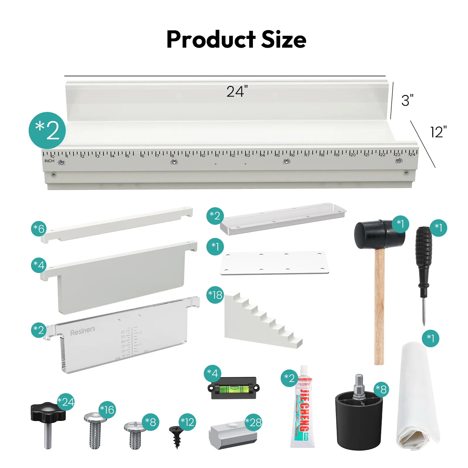 Resiners® 2 Pcs River Table Epoxy Resin Mold with Adjustable Divider - Image 9
