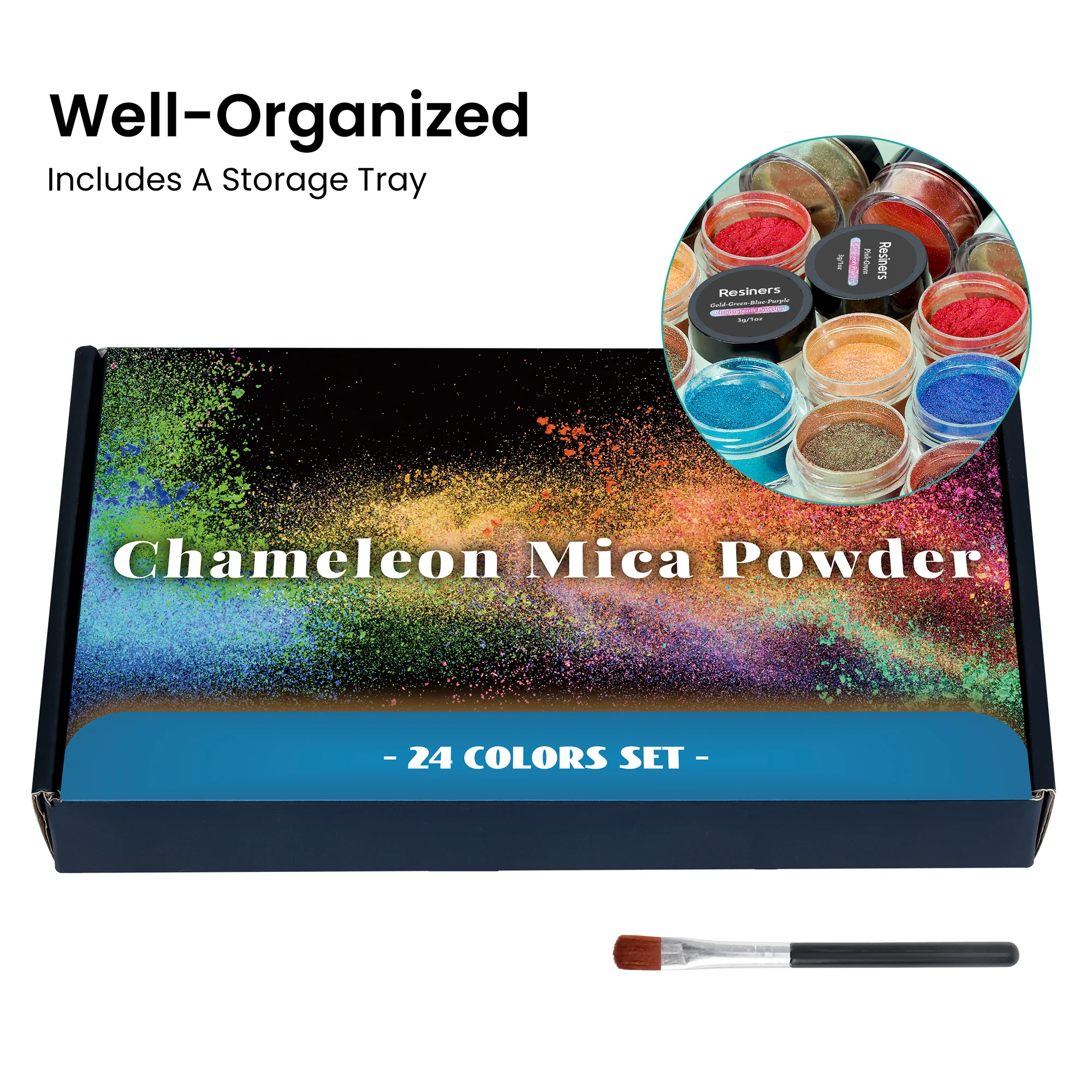 Resiners® 24 Colors Chameleon Mica Powder Set - 0.1oz(3g)/Bottle - Image 4