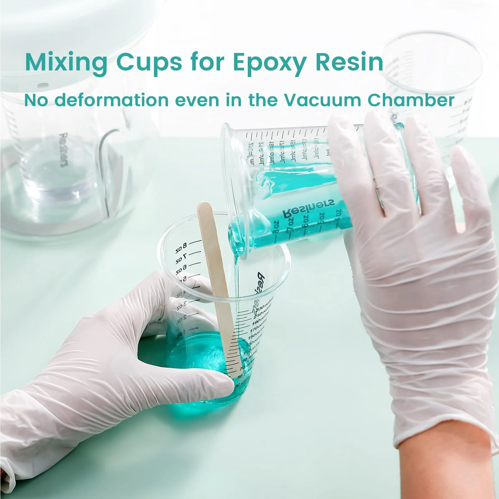Resiners® Disposable Epoxy Resin Plastic Measuring Mixing Cups with Wooden Stir Sticks - Image 5