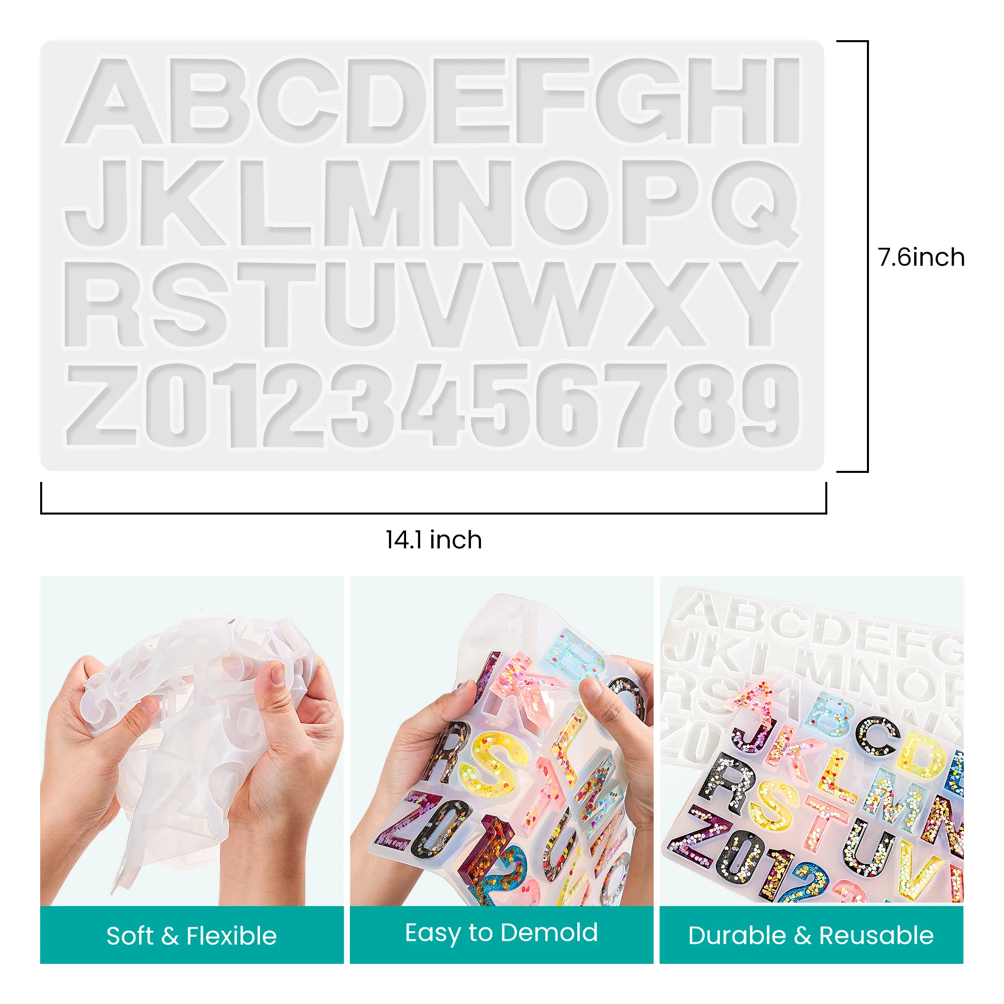 Resiners® Alphabet Resin Starter Kit for Beginners Complete Kit with Molds - Image 3