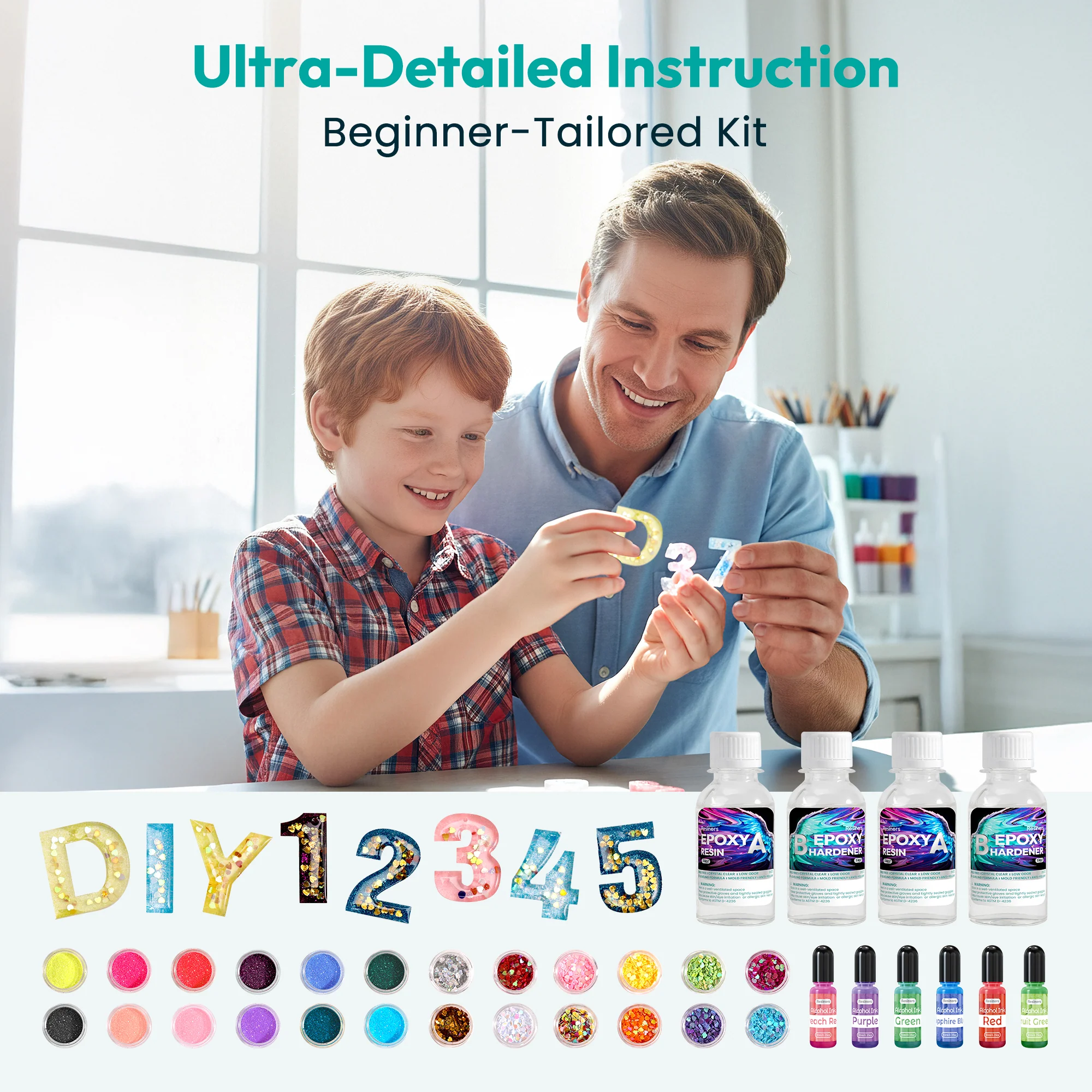 Resiners® Alphabet Resin Starter Kit for Beginners Complete Kit with Molds - Image 6